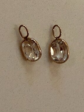 14k Gold White Topaz Earring Charms/Pendants